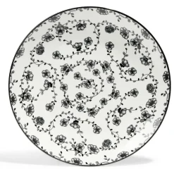 Lot de 4 assiettes plates Ø27cm porcelaine imprimé noir et blanc