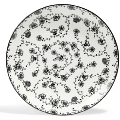 Lot de 4 assiettes plates Ø27cm porcelaine imprimé noir et blanc