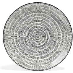 Lot de 4 assiettes plates Ø27cm porcelaine imprimé noir et blanc