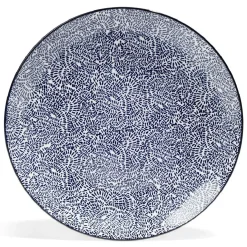 Lot de 4 assiettes plates Ø27cm porcelaine imprimé bleu et blanc