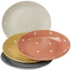 Lot de 4 assiettes rondes plates céramique déco pois