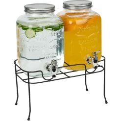 Lot de 2 distributeurs de boisson 4L avec support en métal