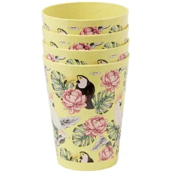 Lot de 4 gobelets décor oiseau et feuille 60 cl