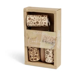Lot de 3 mini rouleaux à pâtisserie en bois à motifs étoile/flocon/coeur