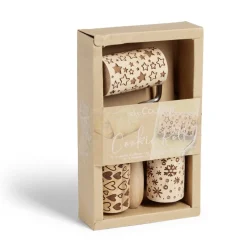 Lot de 3 mini rouleaux à pâtisserie en bois à motifs étoile/flocon/coeur