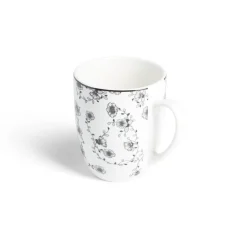 Lot de 4 mugs 200ml porcelaine Ø8,8x10,4cm noir et blanc