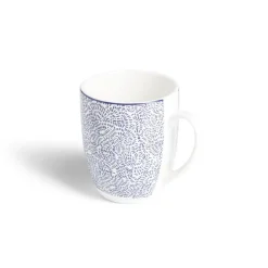 Lot de 4 mugs 200ml porcelaine Ø8,8x10,4cm bleu et blanc