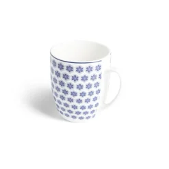 Lot de 4 mugs 200ml porcelaine Ø8,8x10,4cm bleu et blanc