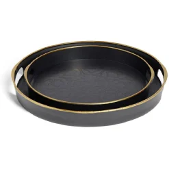 Lot de 2 plateaux Ø29cm et Ø36cm plastique noir