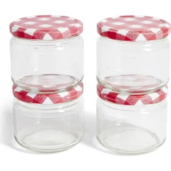 Lot de 4 pots à confiture acier et verre Ø7,5xH8,7cm