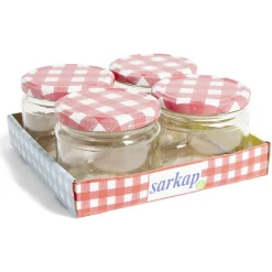 Lot de 4 pots à confiture acier et verre Ø7,5xH8,7cm