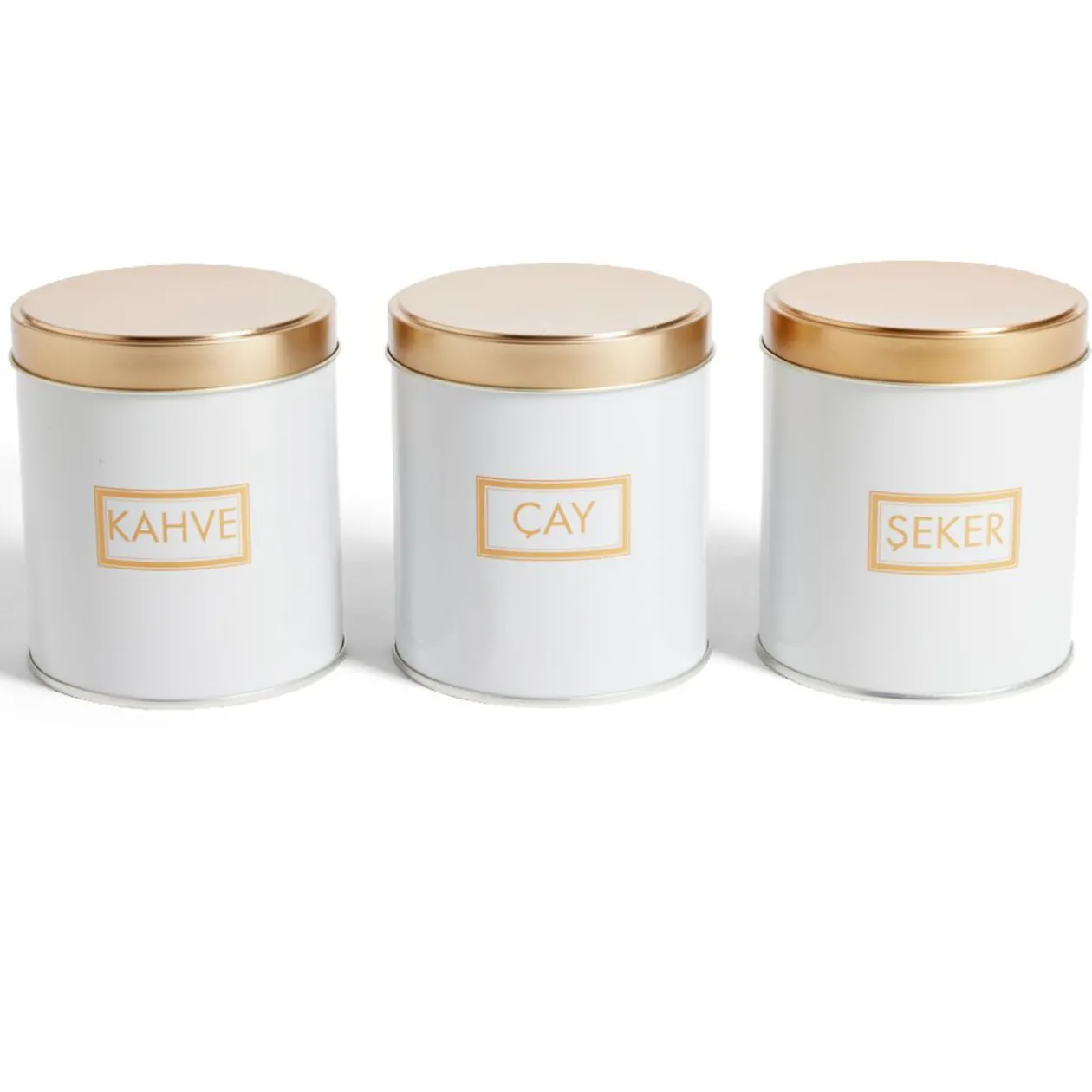 Lot de 3 pots à épices acier blanc et doré Ø9,9xH11,4cm