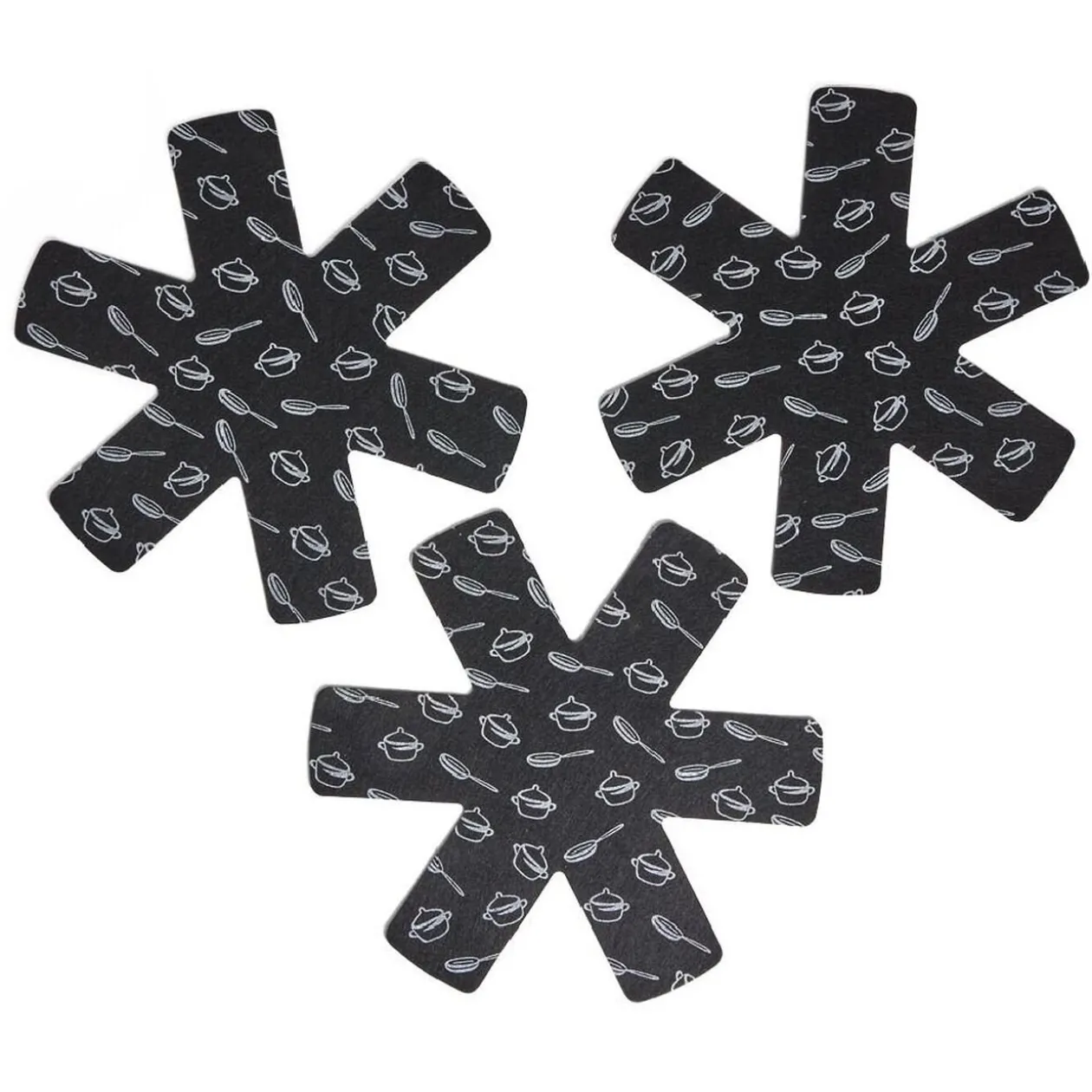 Lot de 3 protège-poêles Ø38cm polyester noir ou gris