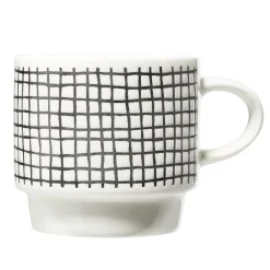 Lot de 4 tasses empilables 20cl porcelaine blanc et noir avec support métal