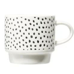 Lot de 4 tasses empilables 20cl porcelaine blanc et noir avec support métal