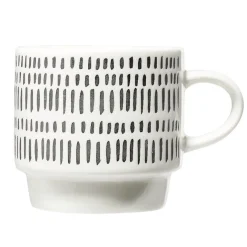 Lot de 4 tasses empilables 20cl porcelaine blanc et noir avec support métal