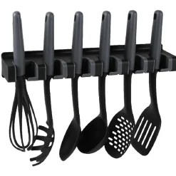 Lot de 6 ustensiles avec support noir gris