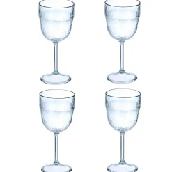 Lot de 4 verres à pied en plastique effet martelé