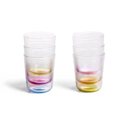 Lot de 6 verres 31cl transparents avec fond coloré