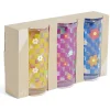 Lot de 3 verres motif fleurs et carreaux 290ml