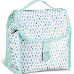Lunch bag réfrigérant blanc et bleu motif ananas multicolores
