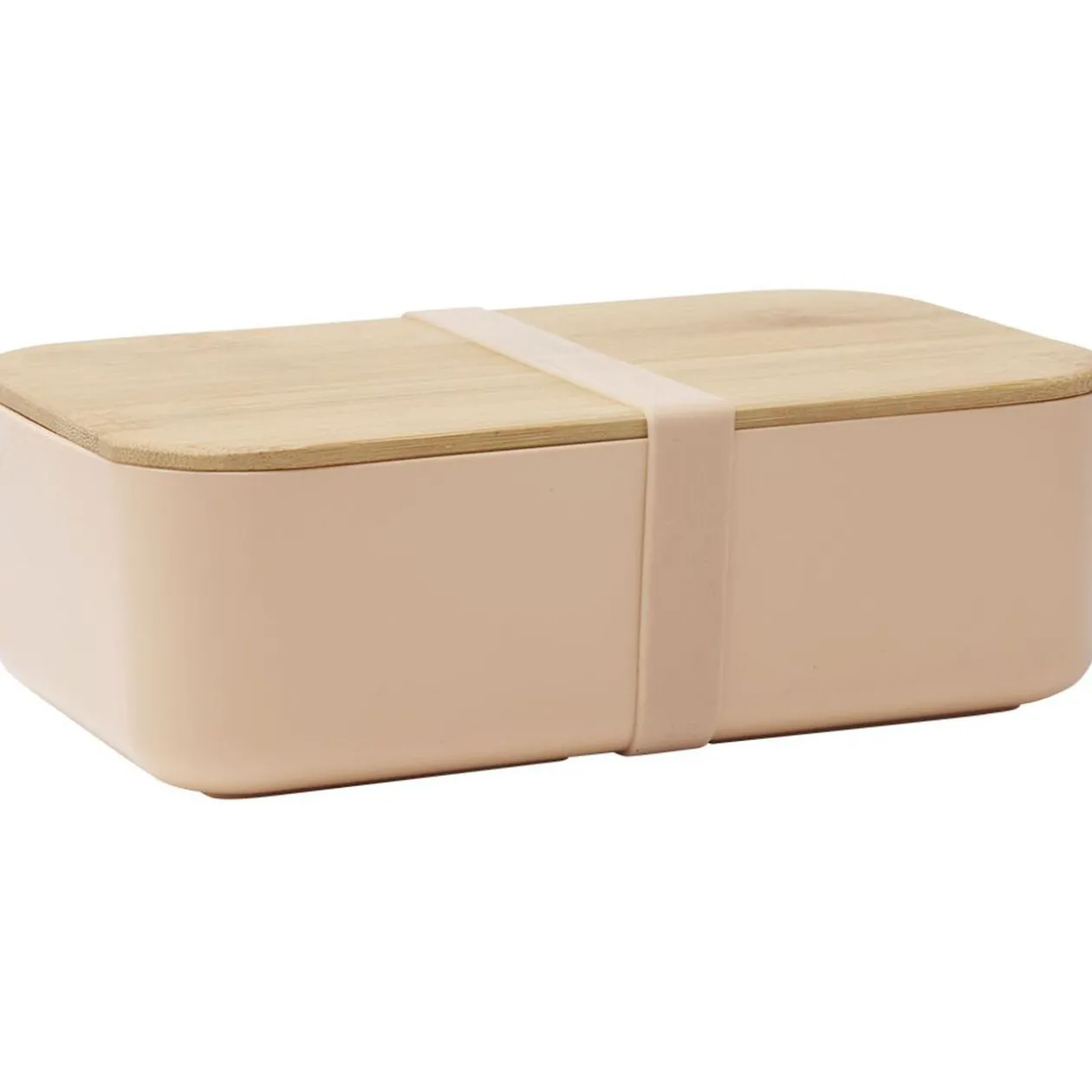 Lunchbox en plastique avec couvercle bambou +sangle silicone 900 ml