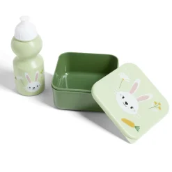 Lunchbox enfant 720ml avec gourde 350ml et sac de transport lapin vert