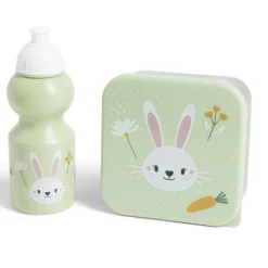 Lunchbox enfant 720ml avec gourde 350ml et sac de transport lapin vert