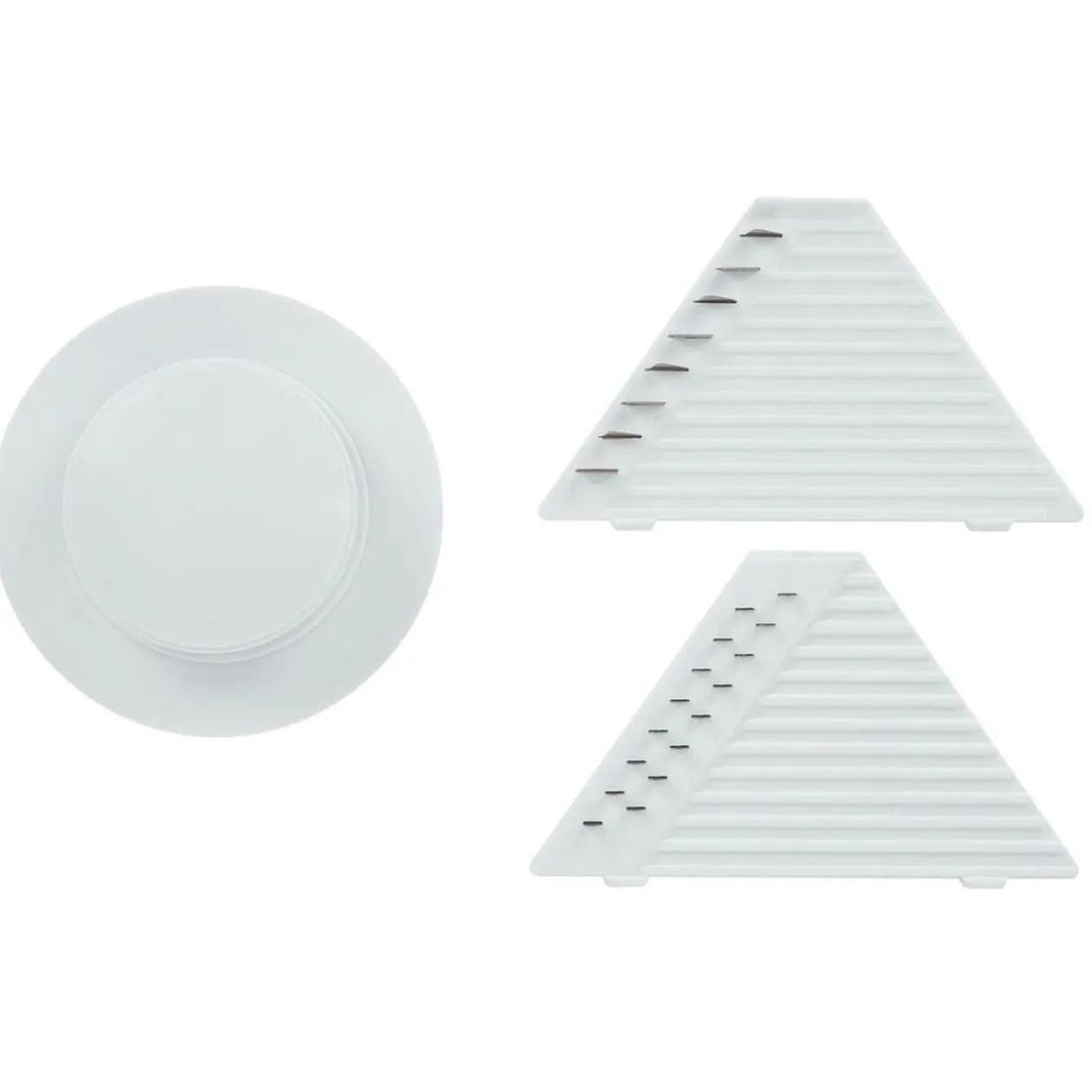 Mandoline multiusage 4 accessoires inox et plastique blanc