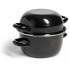 Marmite à moules avec couvercle acier noir Ø18xH16,5cm