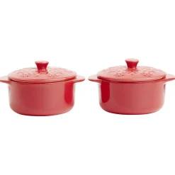 Mini cocotte en céramique motif flocon rouge x2