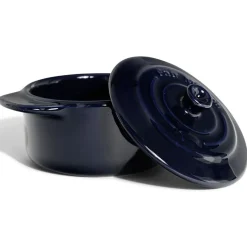 Mini cocotte individuelle en céramique avec couvercle - bleu ou noir