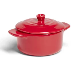 Mini cocotte individuelle en céramique avec couvercle - rouge ou vert