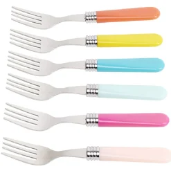 Mini fourchette inox manche plastique x6