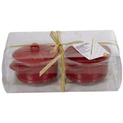 Minis cocottes rouges mat avec couvercle x2