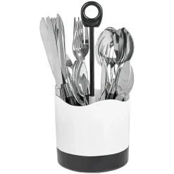 Ménagère 24 pièces avec support noir blanc