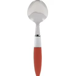 Ménagère 24 pièces avec support inox manche plastique rouge