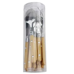 Ménagère 16 pièces inox manche plastique jaune doré