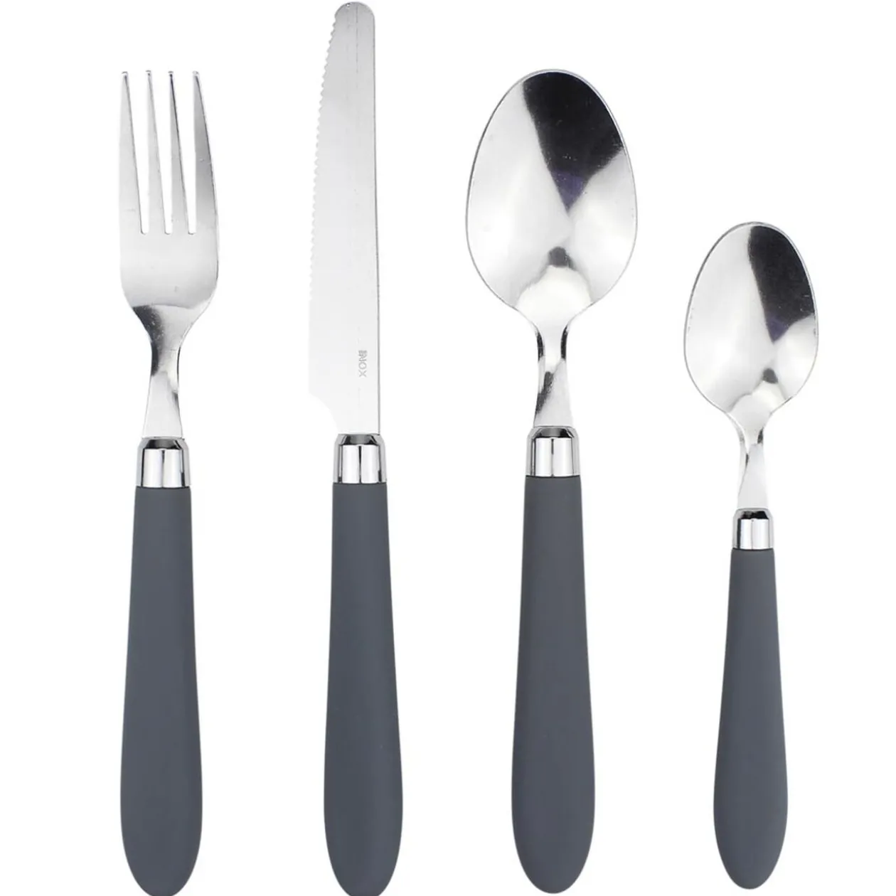 Ménagère 24 pièces inox manche antidérapant soft touch gris