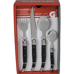 Ménagère 32 pièces noir et gris chromé