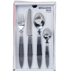 Ménagère 24 pièces transparent gris