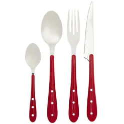 Ménagère Lisa D'Alban inox manche rouge 16 pièces