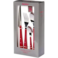 Ménagère Lisa D'Alban inox manche rouge 16 pièces