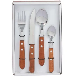 Ménagère traditionnelle bambou et inox 24 pièces