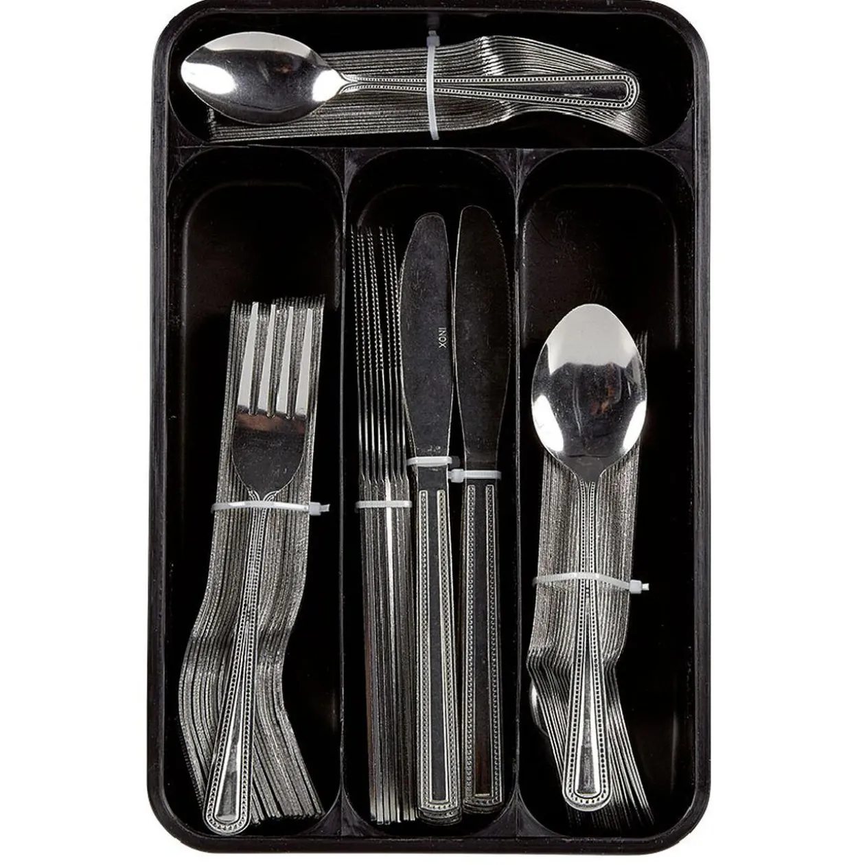 Ménagère XXL inox 100 pièces avec range couverts plastique