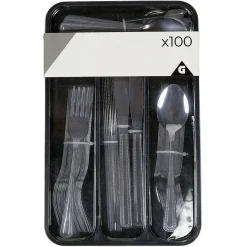 Ménagère XXL inox 100 pièces avec range couverts plastique