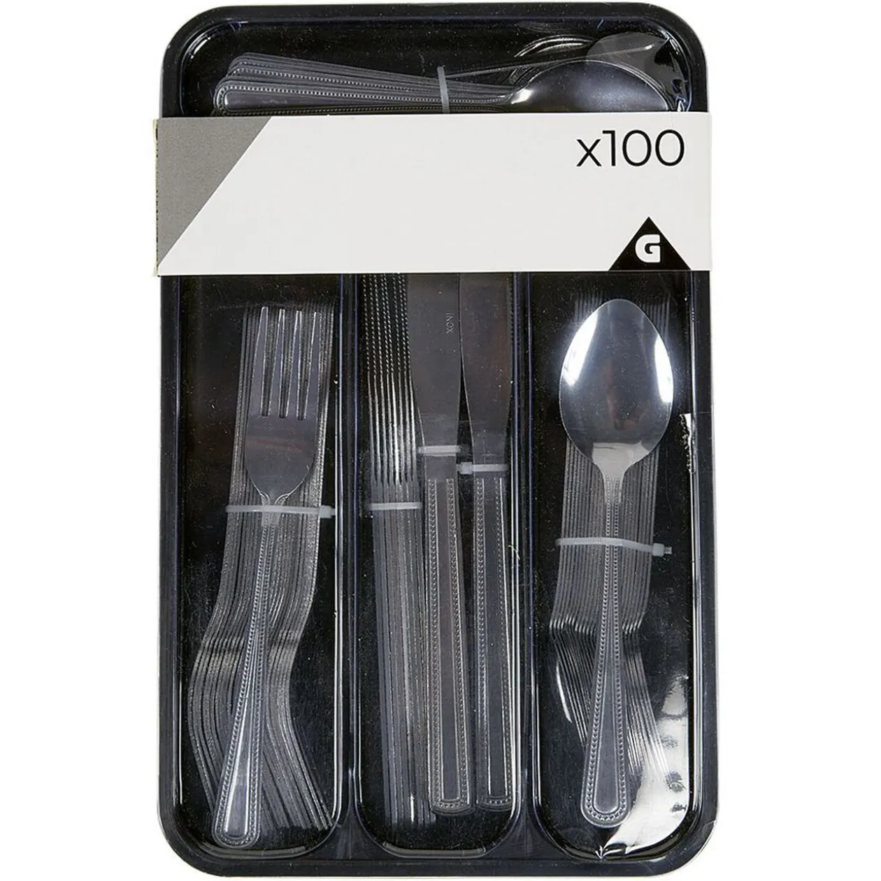 Ménagère XXL inox 100 pièces avec range couverts plastique