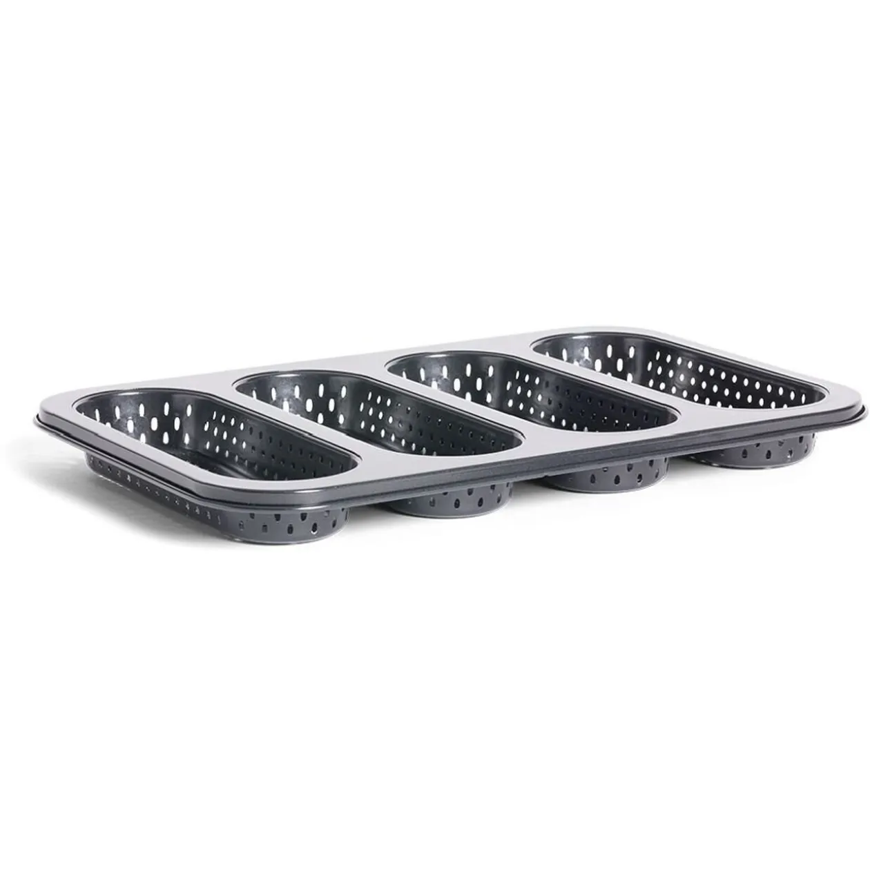 Moule à mini baguette perforé acier noir 33,6x22xH3cm