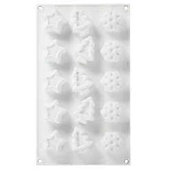 Moule silicone 15 empreintes forme sapin étoile flocon
