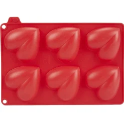 Moule silicone rouge 6 minis coeurs 3D